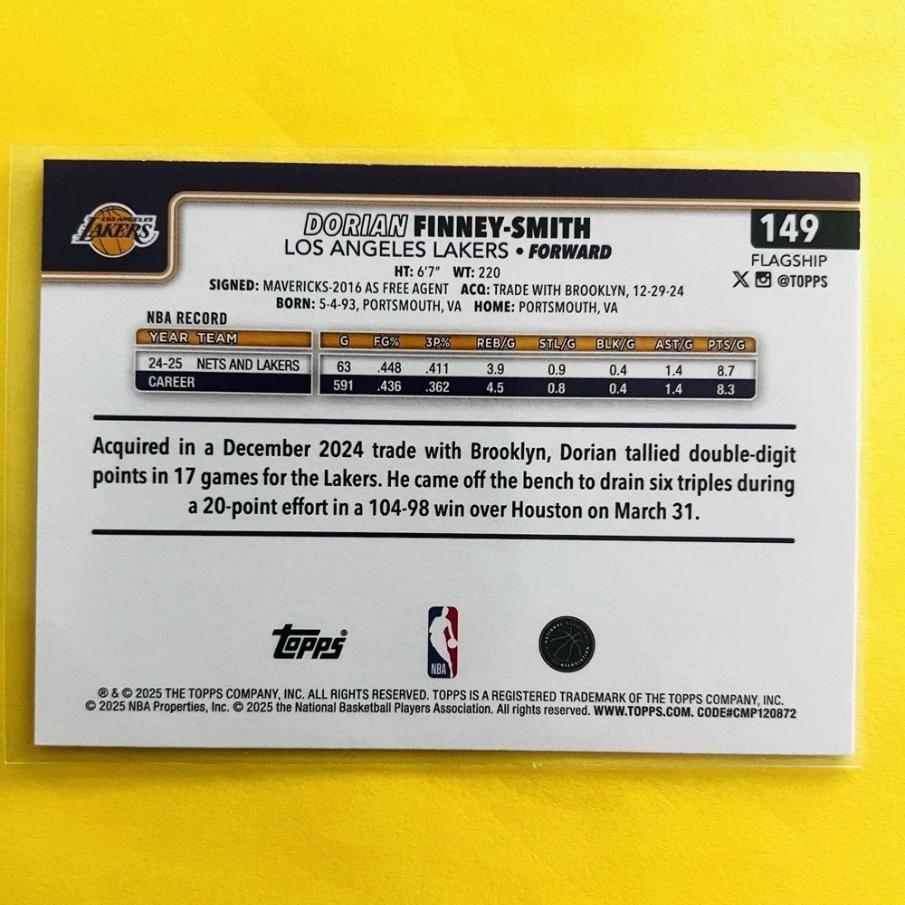 2025-26 Topps Basketball‎ Dorian Finney-Smith #149 Los Angeles Lakers